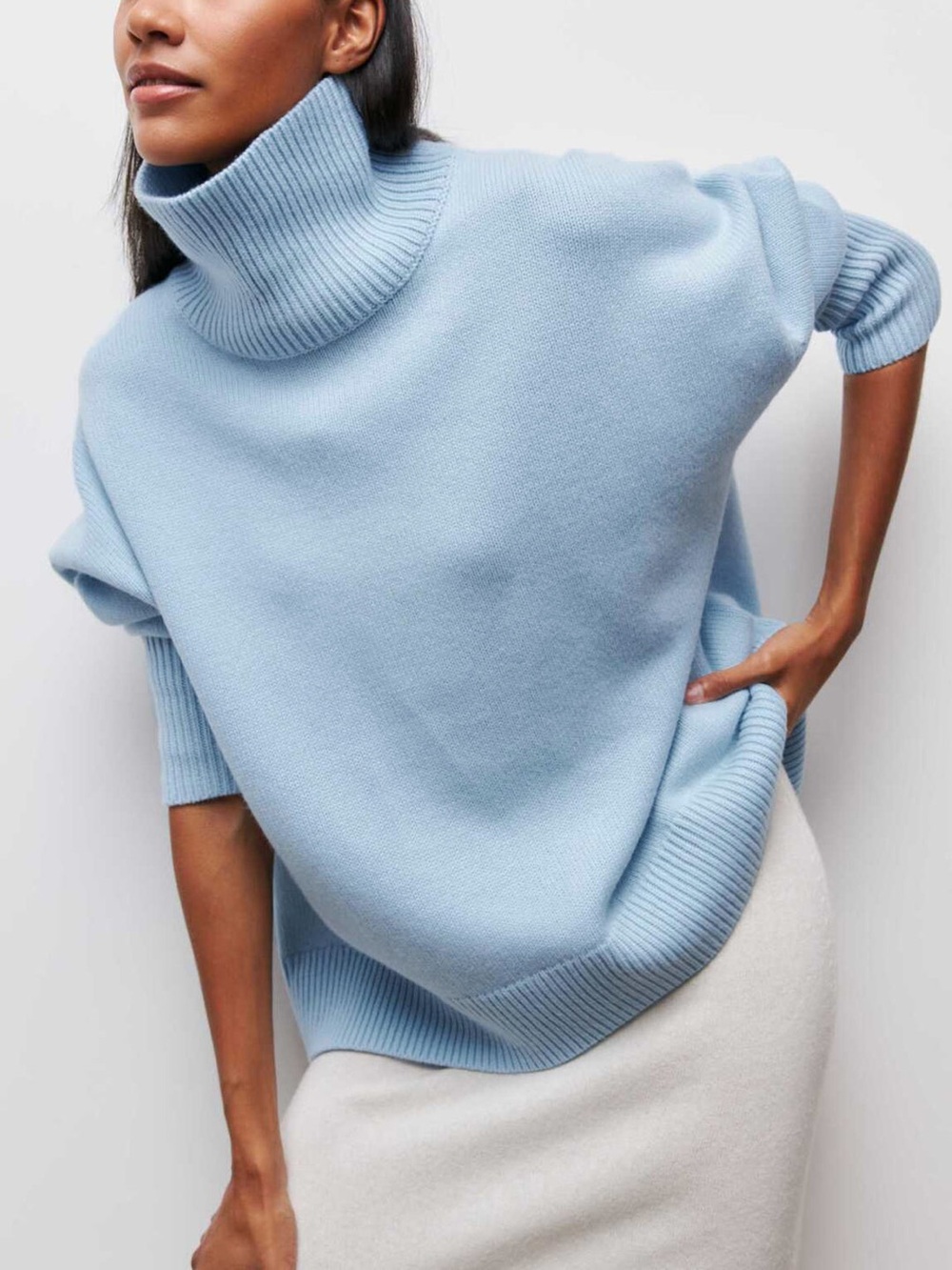 Commense Cloudless Sky Turtleneck Oversized Sweater S FG2